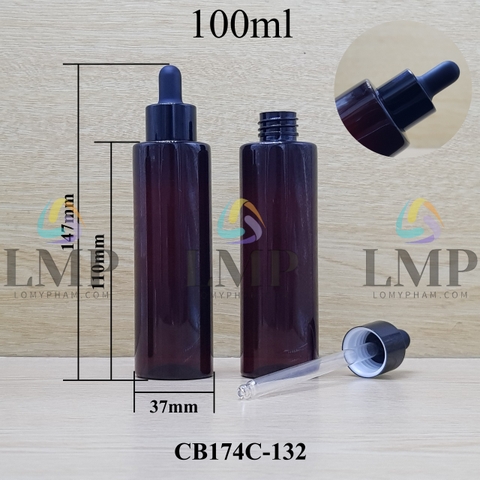 Chai PET vai ngang nắp bóp khoen nhôm 100ml