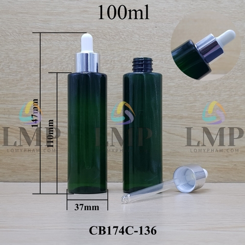 Chai PET vai ngang nắp bóp khoen nhôm 100ml