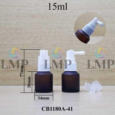 Chai thủy tinh vát đầu xịt mũi 90 độ 15ml