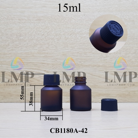 Chai thủy tinh vát nắp push down and turn sọc 15ml