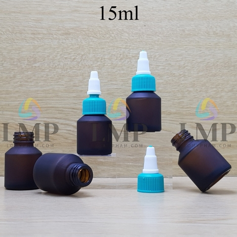 Chai thủy tinh vát nắp nhọn sọc tattoo 15ml