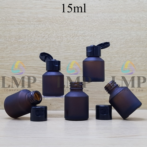 Chai thủy tinh vát nắp bật trơn bóng 15ml