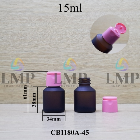 Chai thủy tinh vát nắp bật trơn mờ 15ml