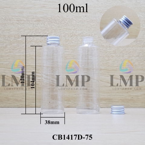 Chai PETG vai ngang nắp nhôm cuốn