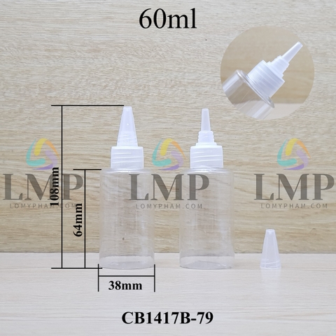 Chai PETG vai ngang nắp nhọn sọc