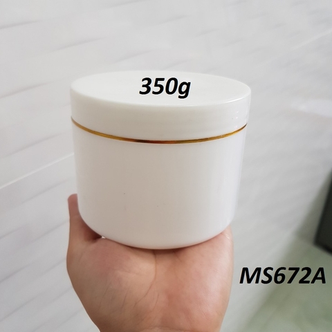 Hũ kem trắng viền vàng 350g