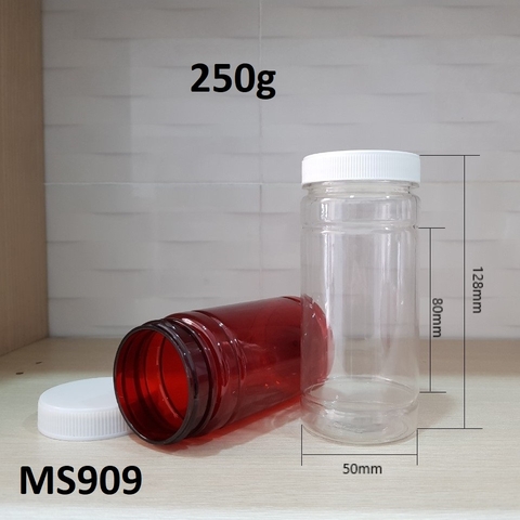 Hũ viên nang nắp trắng sọc 250g