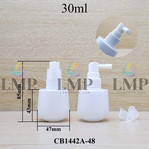 Chai thủy tinh bầu đầu xịt mũi 90 độ