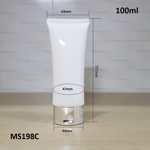 Tuýp trắng bóng nắp bật màu bạc 100ml