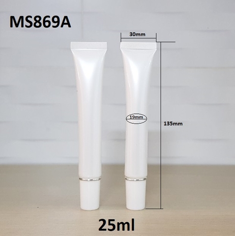 Tuýp trắng nhũ nắp trắng viền bạc 25ml