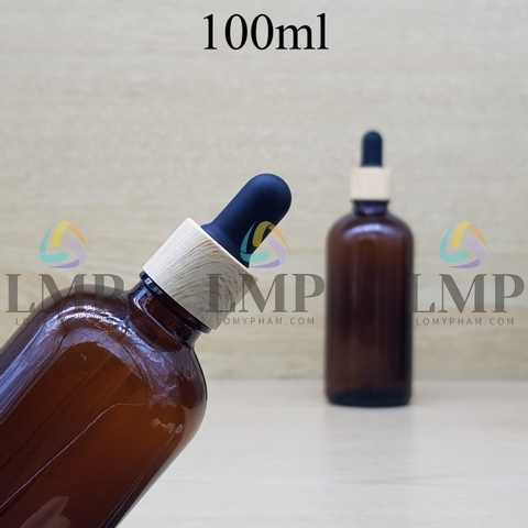 Chai tinh dầu nắp bóp khoen vân gỗ 100ml