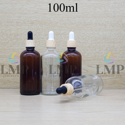 Chai tinh dầu nắp bóp khoen vân gỗ 100ml