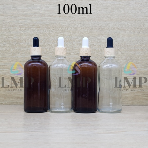 Chai tinh dầu nắp bóp khoen vân gỗ 100ml