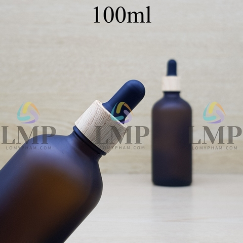 Chai tinh dầu phun mờ nắp bóp khoen vân gỗ 100ml