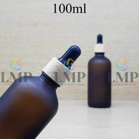 Chai tinh dầu phun mờ nắp bóp khoen vân gỗ 100ml