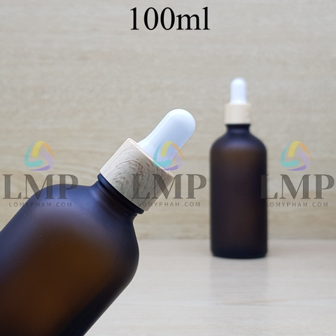 Chai tinh dầu phun mờ nắp bóp khoen vân gỗ 100ml
