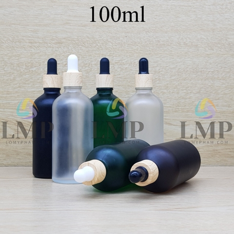 Chai tinh dầu phun mờ nắp bóp khoen vân gỗ 100ml