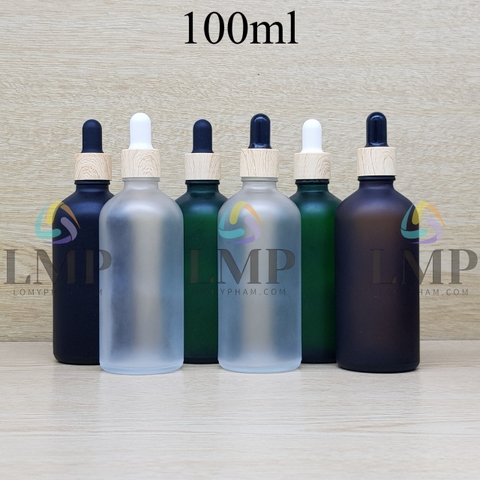 Chai tinh dầu phun mờ nắp bóp khoen vân gỗ 100ml