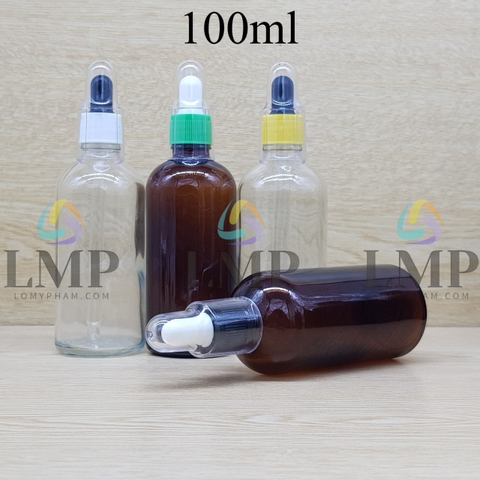 Chai tinh dầu nắp bóp khoen nhựa sọc có nắp chụp 100ml