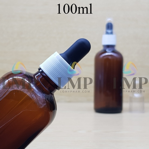 Chai tinh dầu nắp bóp khoen nhựa sọc có nắp chụp 100ml
