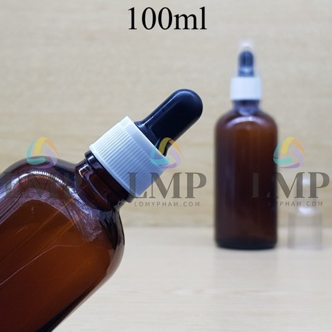 Chai tinh dầu nắp bóp khoen nhựa sọc có nắp chụp 100ml