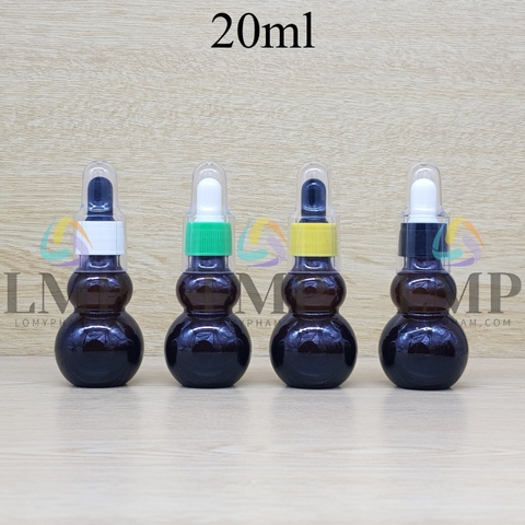 Chai hồ lô nắp bóp khoen nhựa sọc có nắp chụp 20ml
