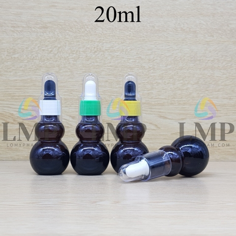Chai hồ lô nắp bóp khoen nhựa sọc có nắp chụp 20ml
