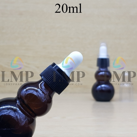 Chai hồ lô nắp bóp khoen nhựa sọc có nắp chụp 20ml