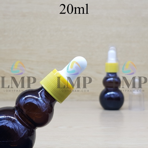 Chai hồ lô nắp bóp khoen nhựa sọc có nắp chụp 20ml