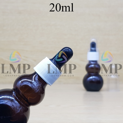 Chai hồ lô nắp bóp khoen nhựa sọc có nắp chụp 20ml