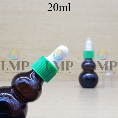 Chai hồ lô nắp bóp khoen nhựa sọc có nắp chụp 20ml