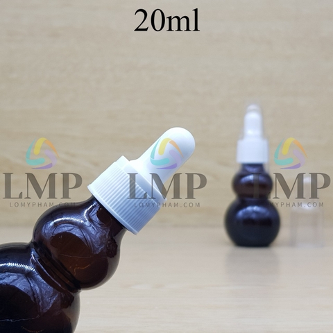 Chai hồ lô nắp bóp khoen nhựa sọc có nắp chụp 20ml