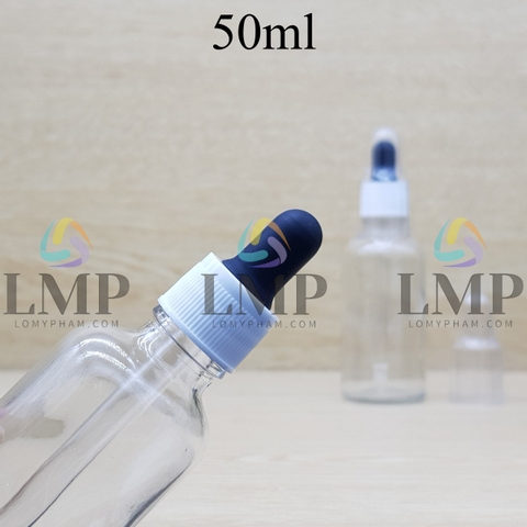 Chai tinh dầu nắp bóp khoen nhựa sọc có nắp chụp 50ml