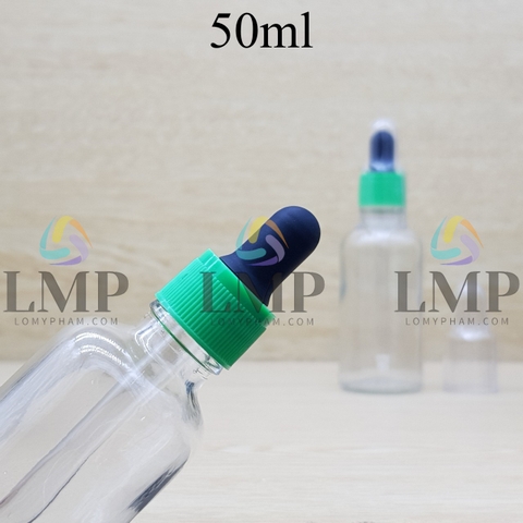 Chai tinh dầu nắp bóp khoen nhựa sọc có nắp chụp 50ml
