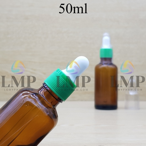 Chai tinh dầu nắp bóp khoen nhựa sọc có nắp chụp 50ml
