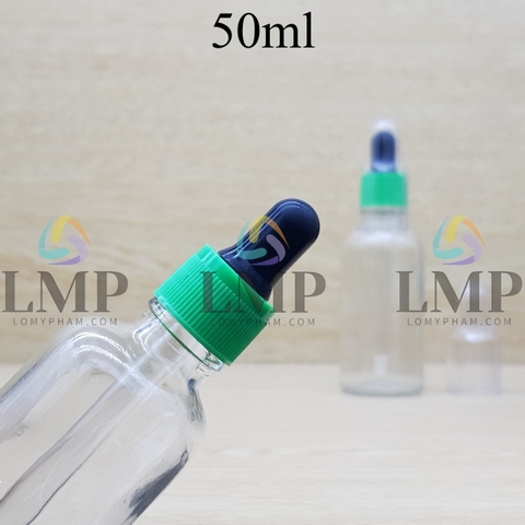 Chai tinh dầu nắp bóp khoen nhựa sọc có nắp chụp 50ml