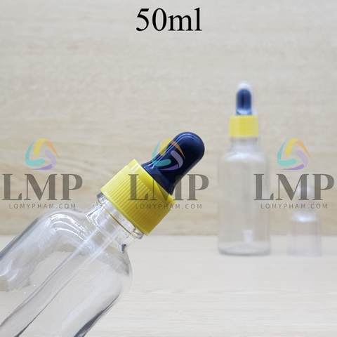 Chai tinh dầu nắp bóp khoen nhựa sọc có nắp chụp 50ml