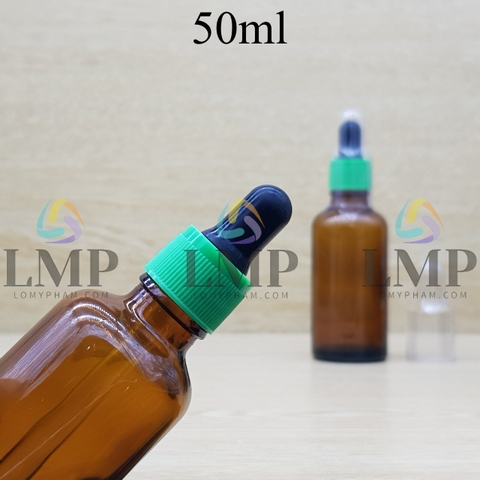 Chai tinh dầu nắp bóp khoen nhựa sọc có nắp chụp 50ml