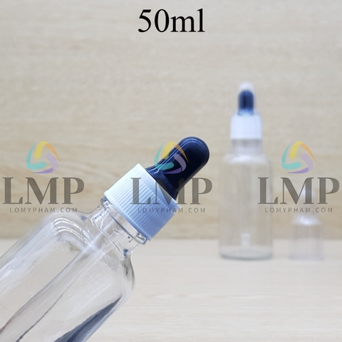 Chai tinh dầu nắp bóp khoen nhựa sọc có nắp chụp 50ml