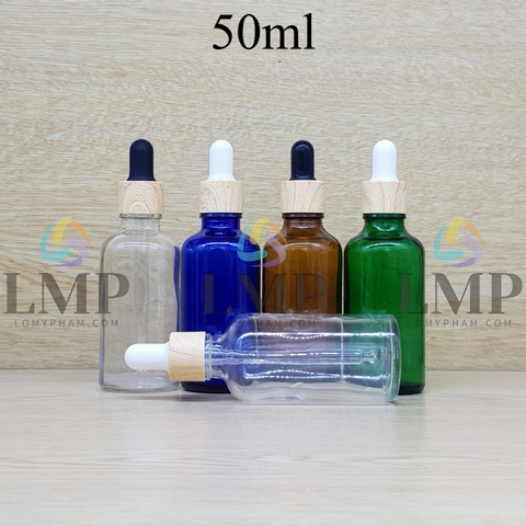 Chai tinh dầu nắp bóp khoen vân gỗ 50ml