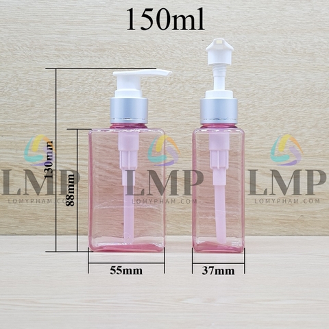 Chai lotion vuông vòi van xi 1 viền