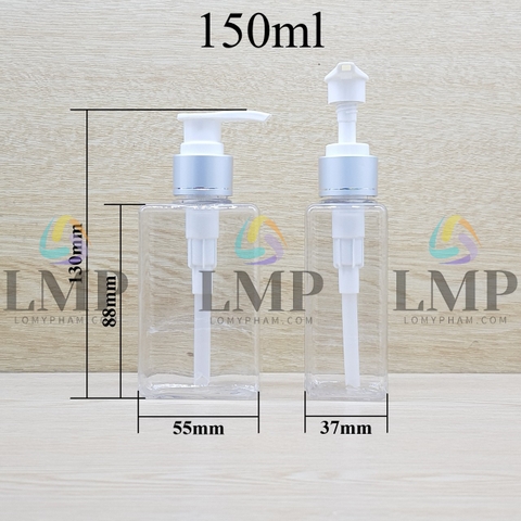 Chai lotion vuông vòi van xi 1 viền