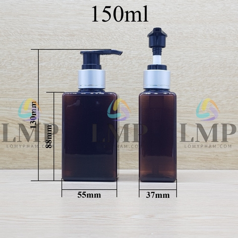 Chai lotion vuông vòi van xi 1 viền