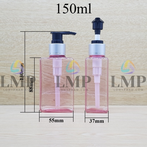 Chai lotion vuông vòi van xi 1 viền