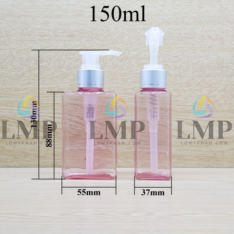 Chai lotion vuông vòi van xi 1 viền