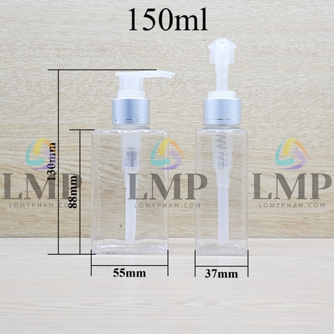 Chai lotion vuông vòi van xi 1 viền