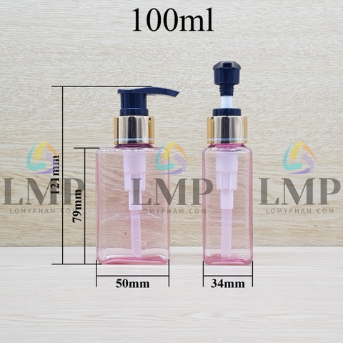 Chai lotion vuông vòi van xi 1 viền