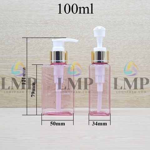 Chai lotion vuông vòi van xi 1 viền