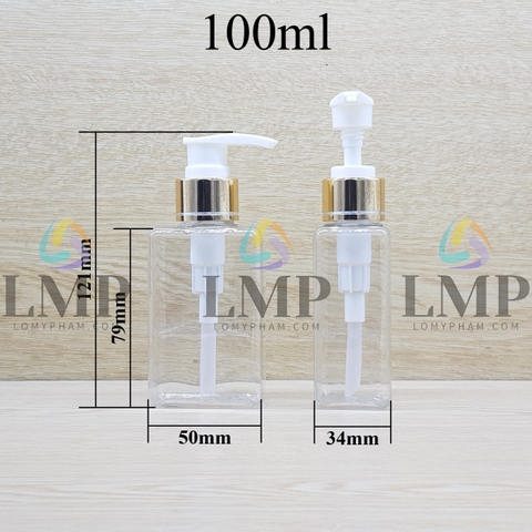 Chai lotion vuông vòi van xi 1 viền