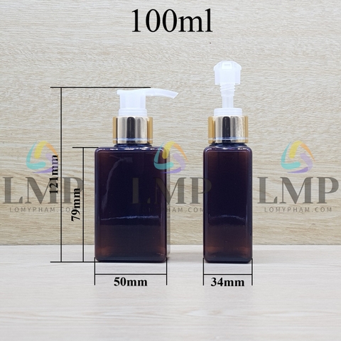 Chai lotion vuông vòi van xi 1 viền